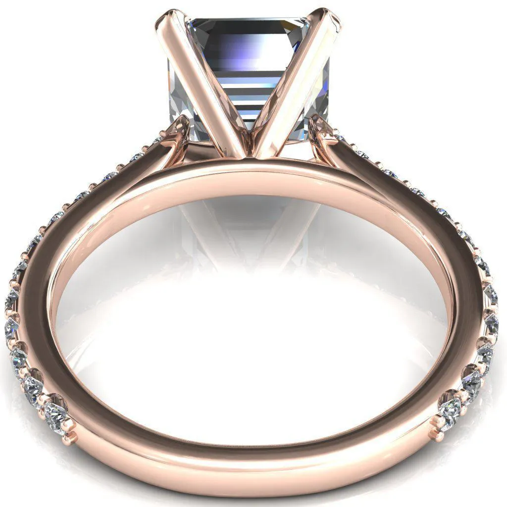 Kelsy Asscher Moissanite 4 Prong 3/4 Shared Scalloped Inverted Cathedral Ring
