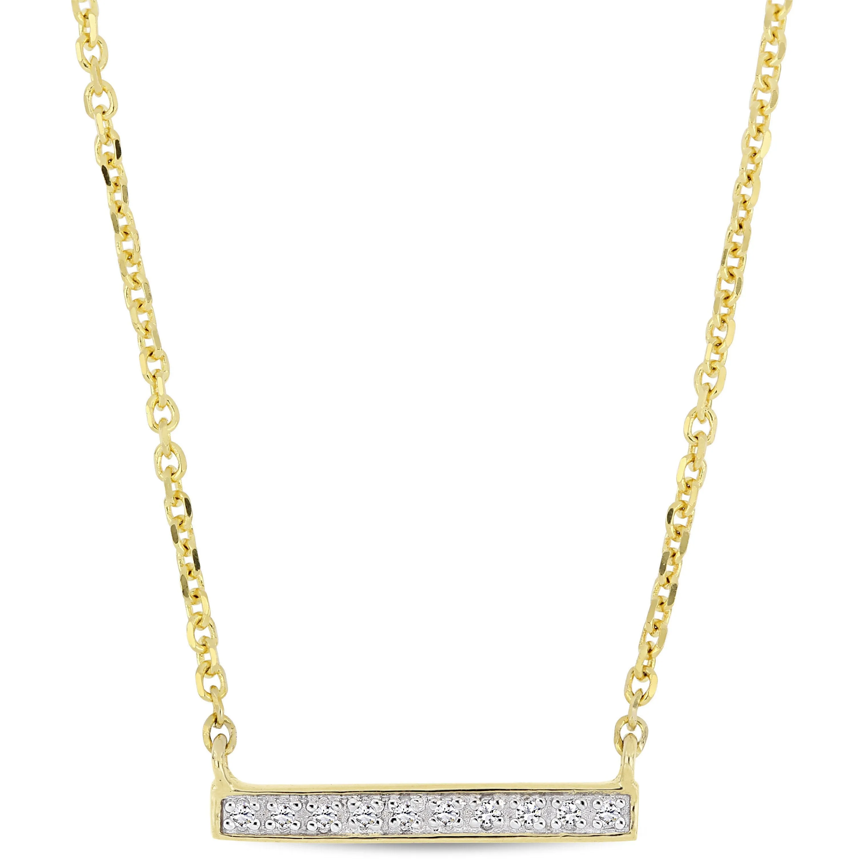 Kids Cluster Rectangular Bar Necklace 10K Gold