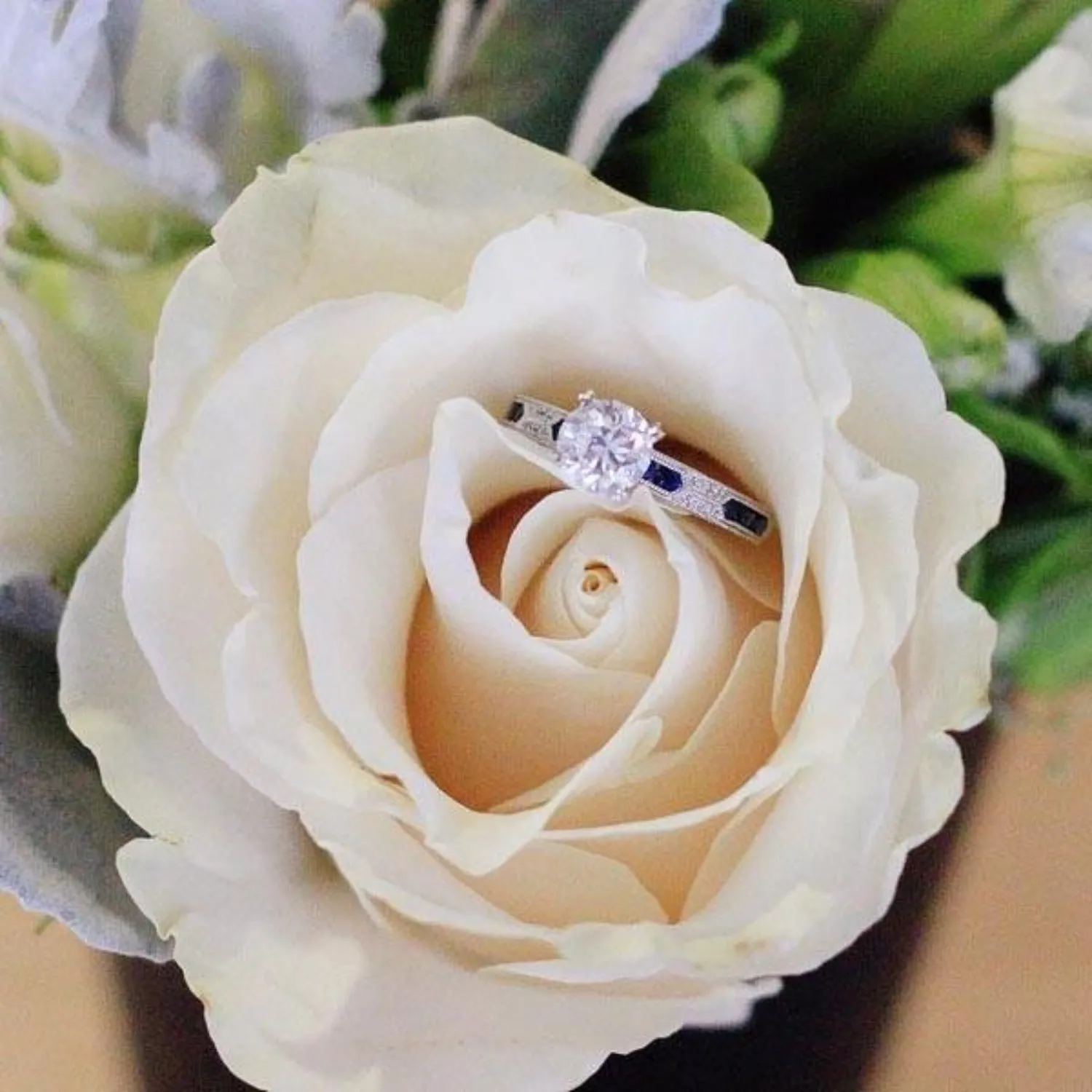 Kirk Kara "Charlotte" Blue Sapphire Diamond Engagement Ring