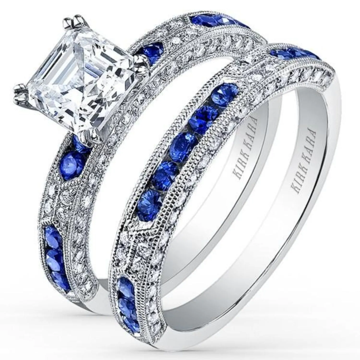 Kirk Kara "Charlotte" Blue Sapphire Diamond Engagement Ring