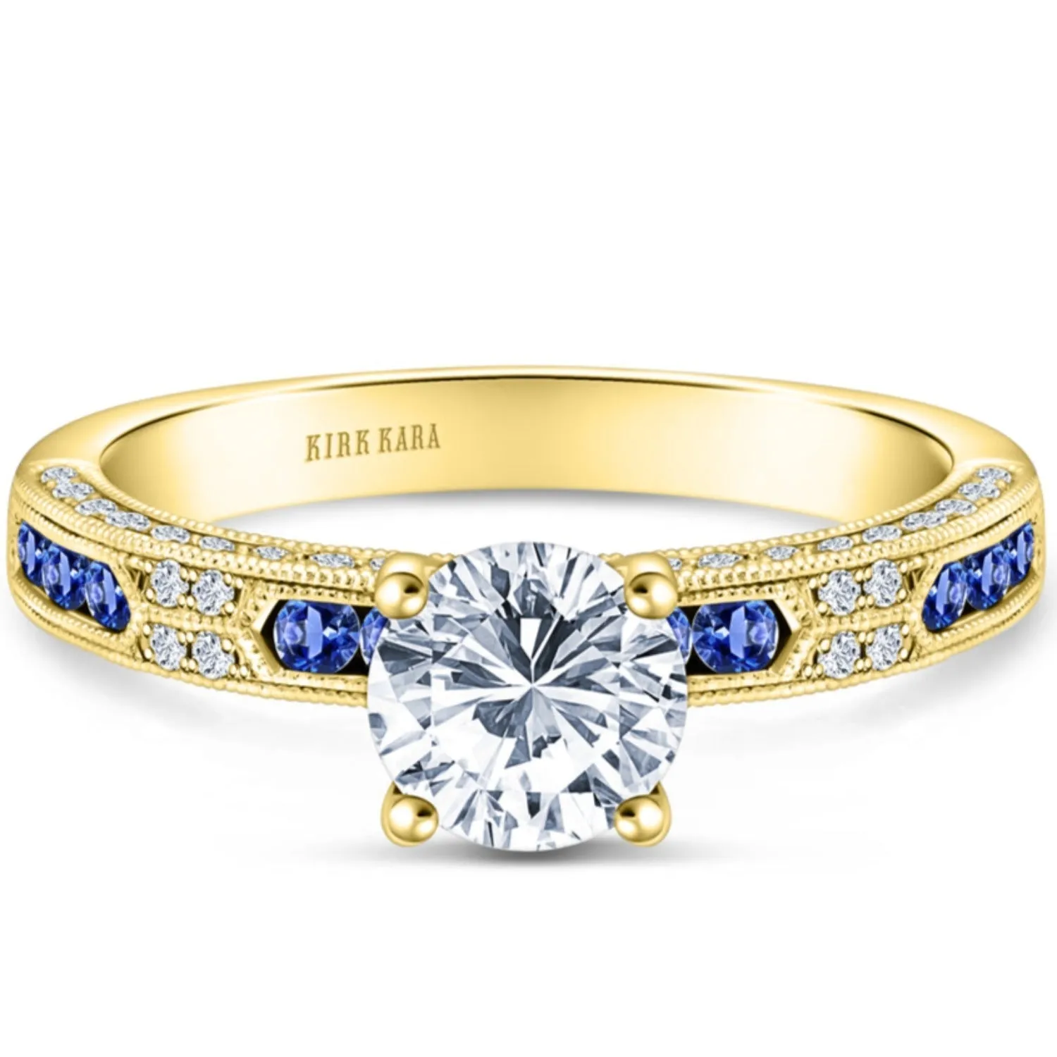 Kirk Kara "Charlotte" Blue Sapphire Diamond Engagement Ring