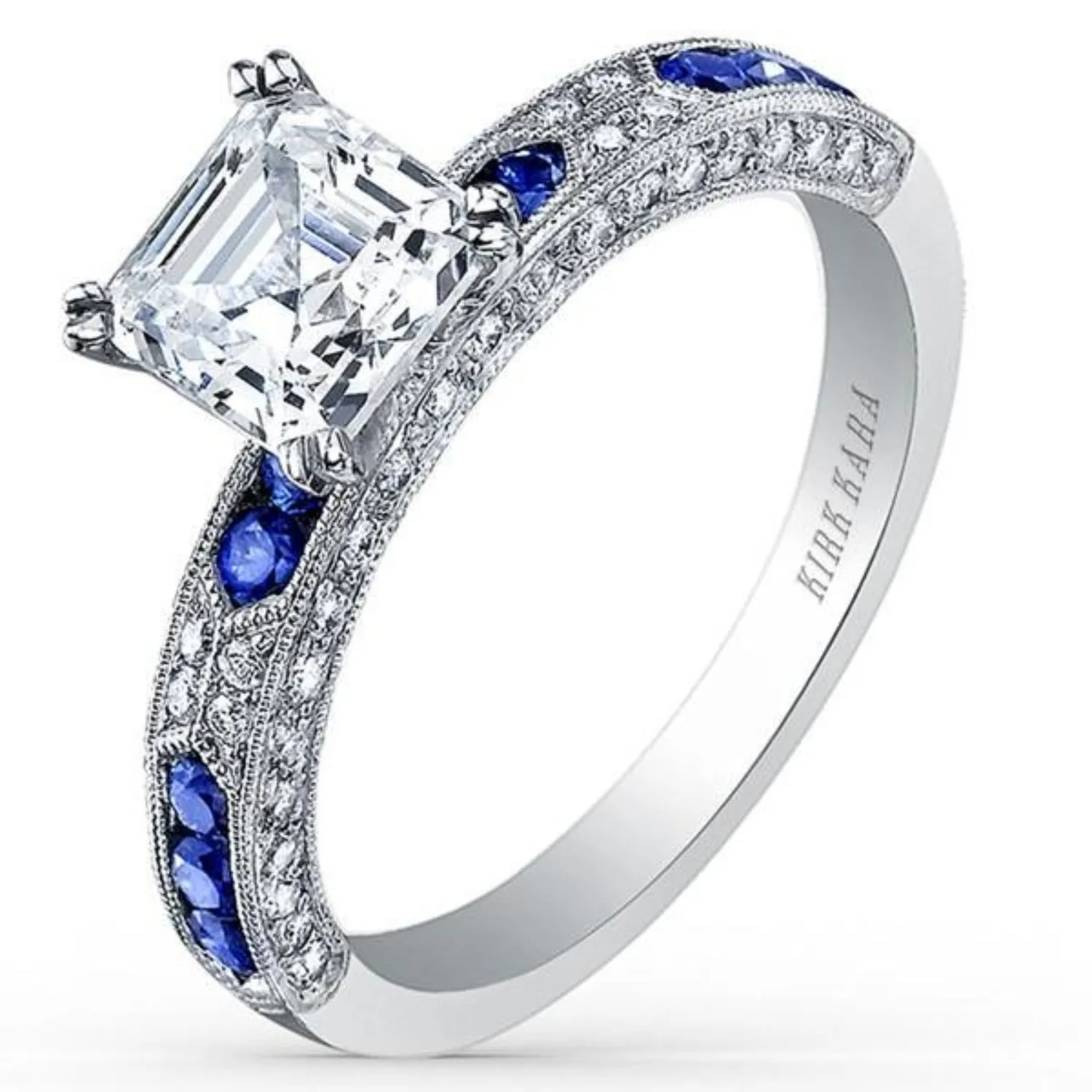 Kirk Kara "Charlotte" Blue Sapphire Diamond Engagement Ring