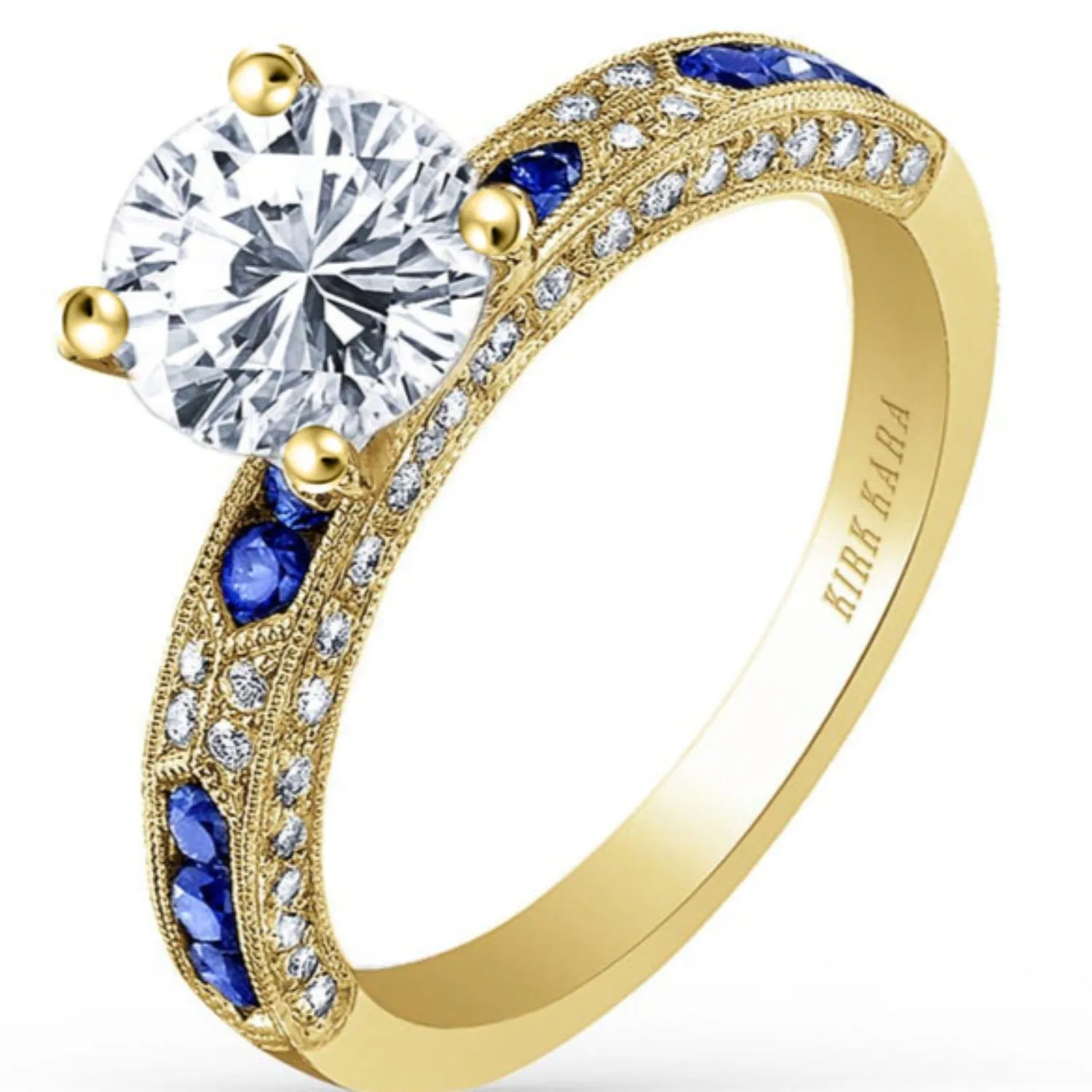 Kirk Kara "Charlotte" Blue Sapphire Diamond Engagement Ring