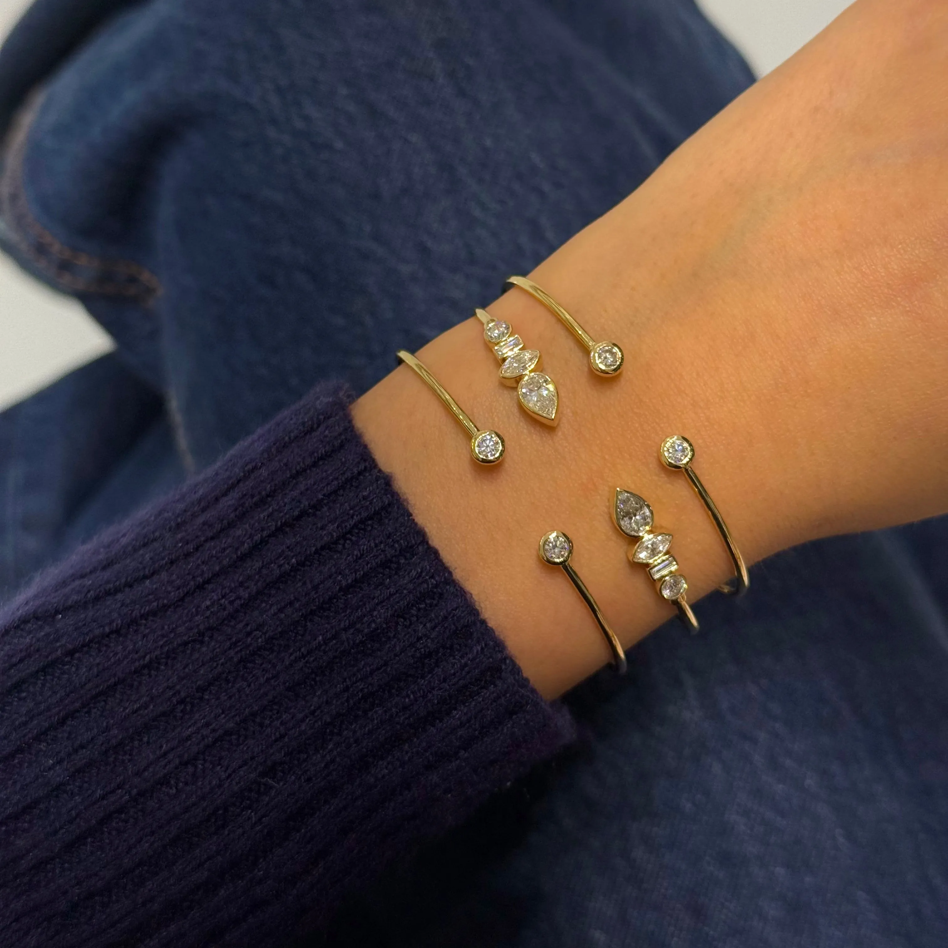 Lab Grown Diamond Bezel Open Bangle 14K