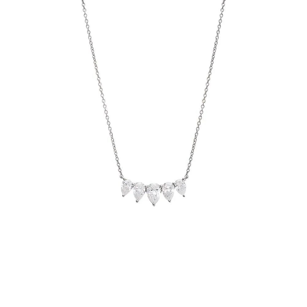 Lab Grown Diamond Pear Cut Curved Bar Necklace 14K