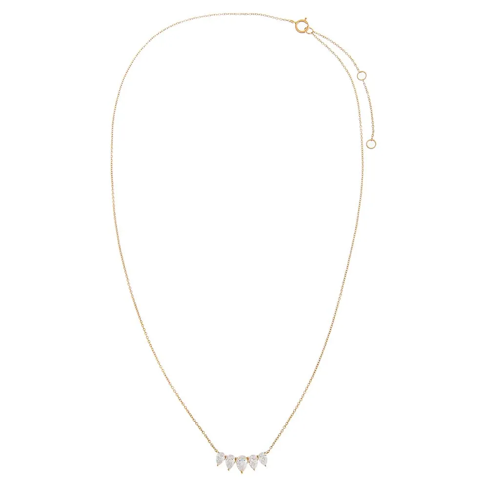 Lab Grown Diamond Pear Cut Curved Bar Necklace 14K