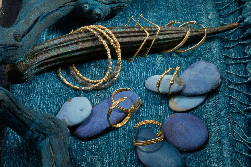 LABRADORITE AND BRASS BRACELETS
