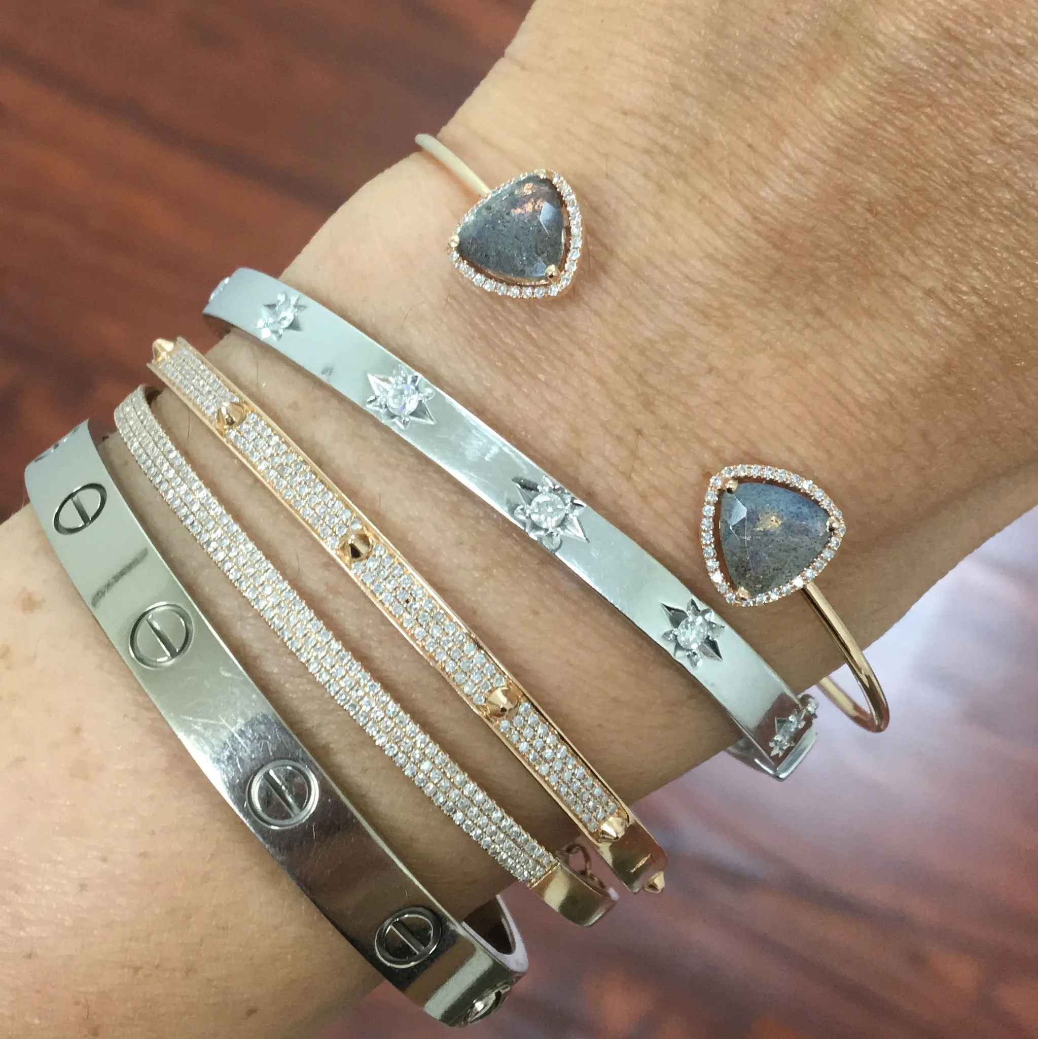 Labradorite and Diamond Cuff