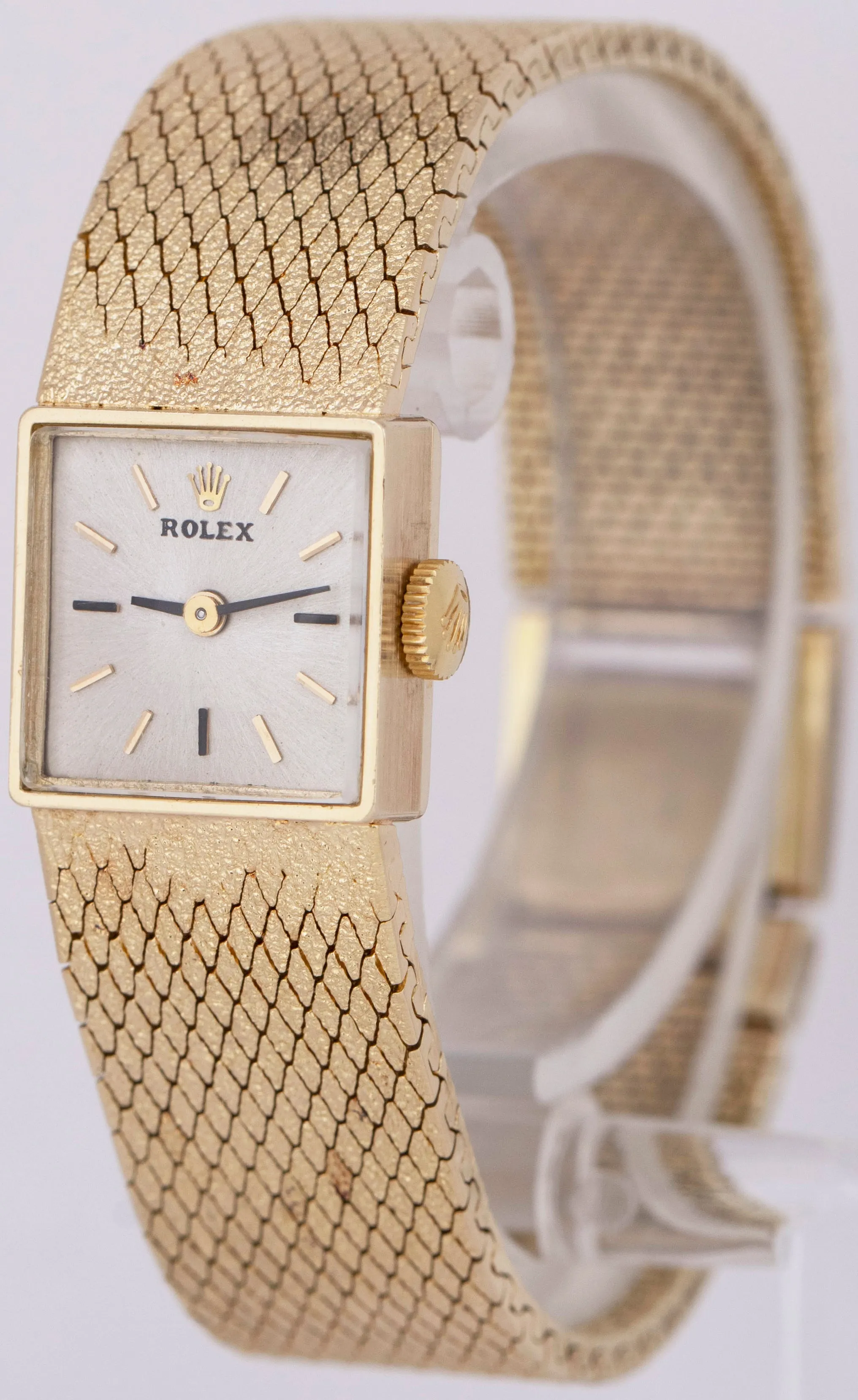 Ladies Rolex Cocktail 14K Yellow Gold 15mm Silver Mechanical Watch 3457