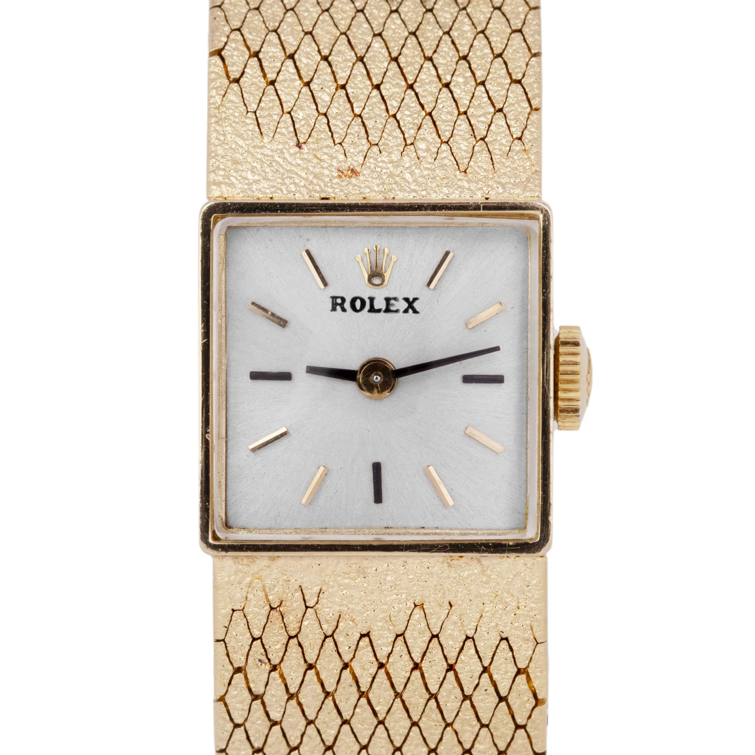 Ladies Rolex Cocktail 14K Yellow Gold 15mm Silver Mechanical Watch 3457