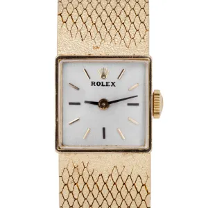 Ladies Rolex Cocktail 14K Yellow Gold 15mm Silver Mechanical Watch 3457