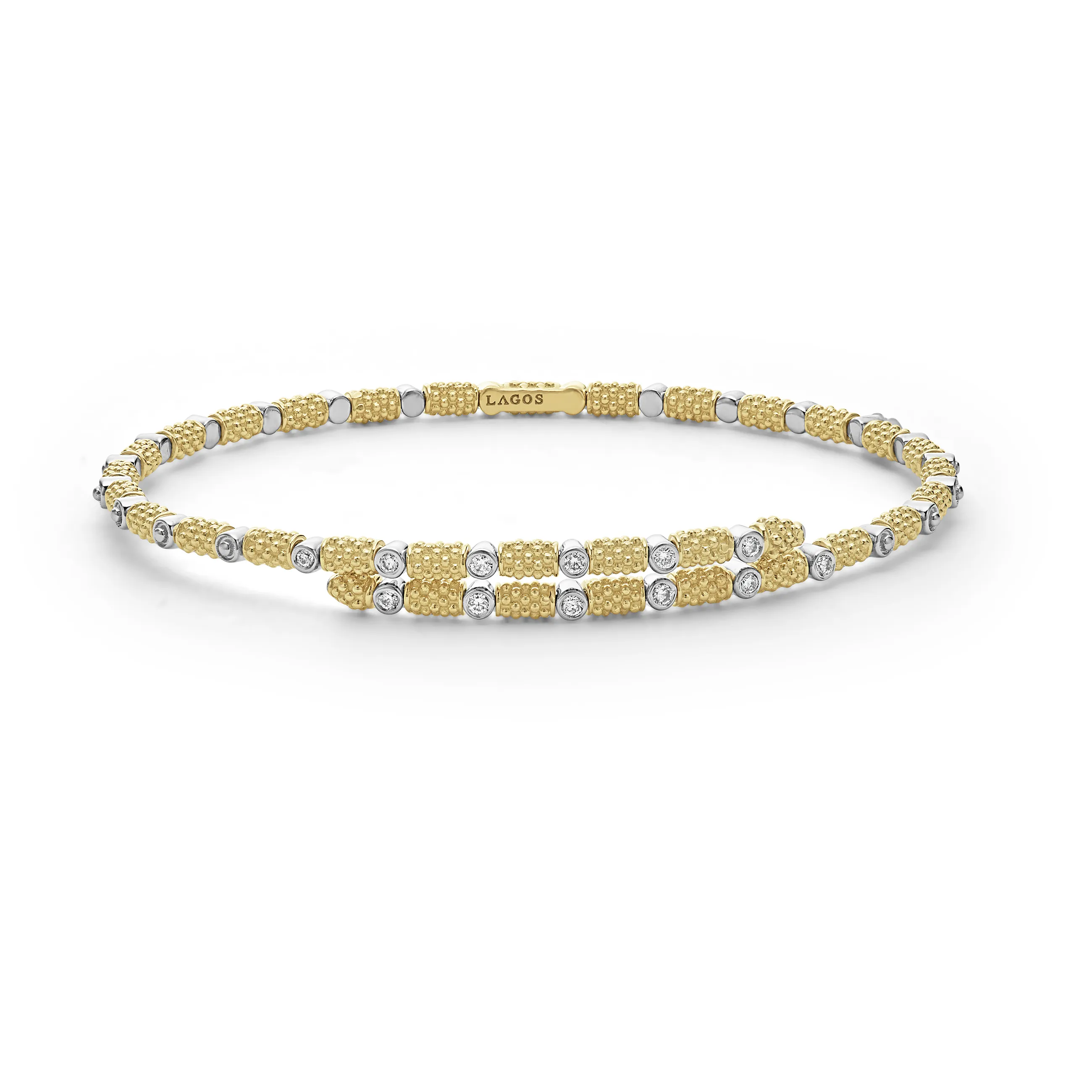 LAGOS Signature Caviar 18K Gold and Diamond Superfine Cuff Bracelet