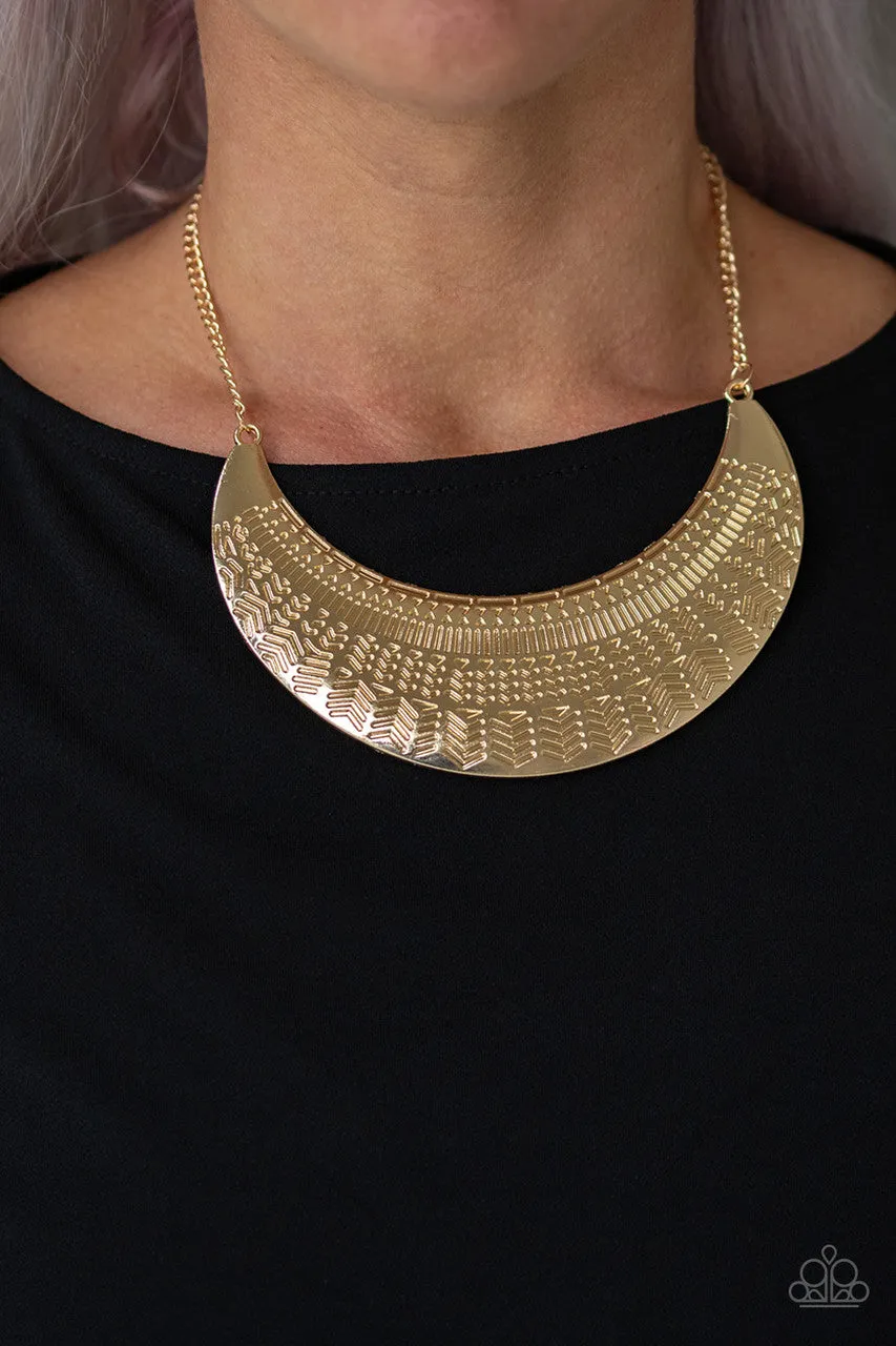 Large as Life Gold Paparazzi Necklace