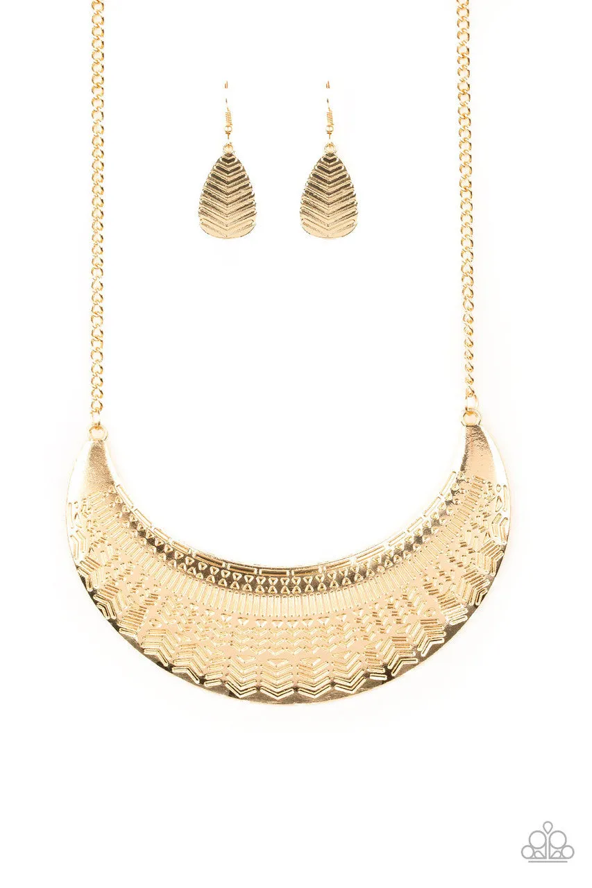 Large as Life Gold Paparazzi Necklace