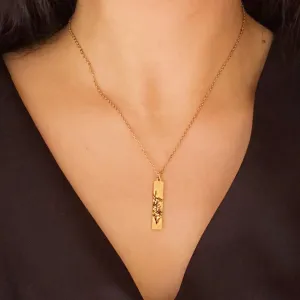 Lazer Engraved Vertical Bar Necklace