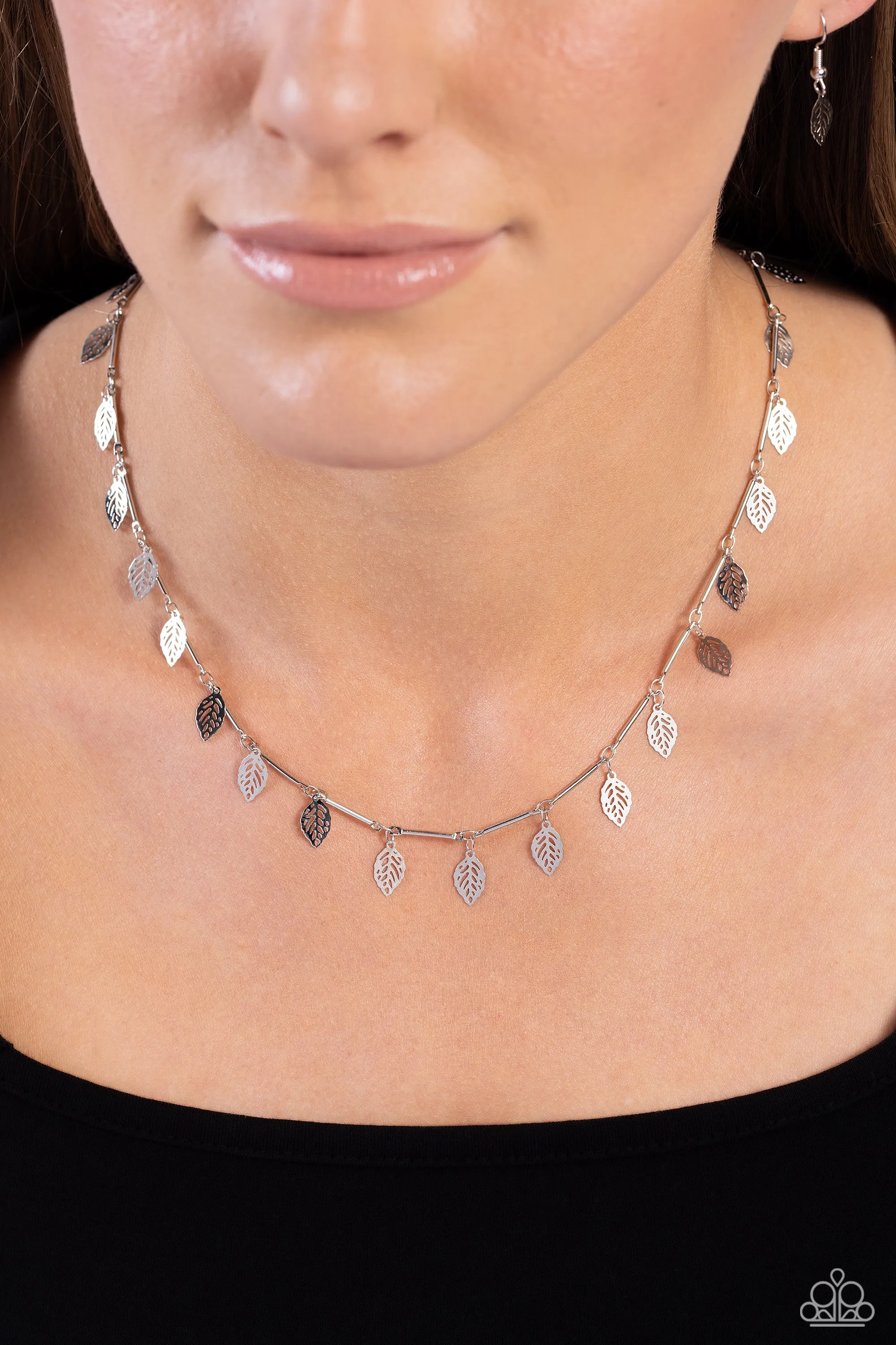 LEAF a Light On - Silver - Dainty Paparazzi Choker Necklace