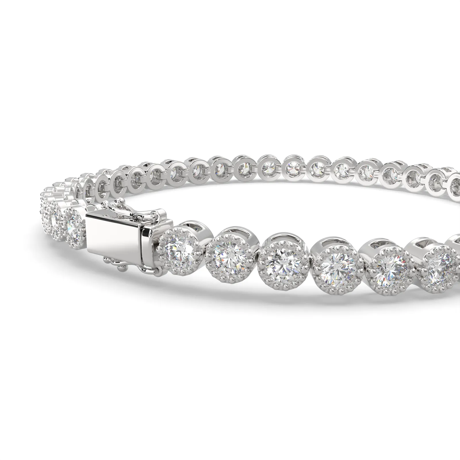 Leocadia Round Cut Diamond Tennis Bracelet Milgrain Bezel (4 ctw)