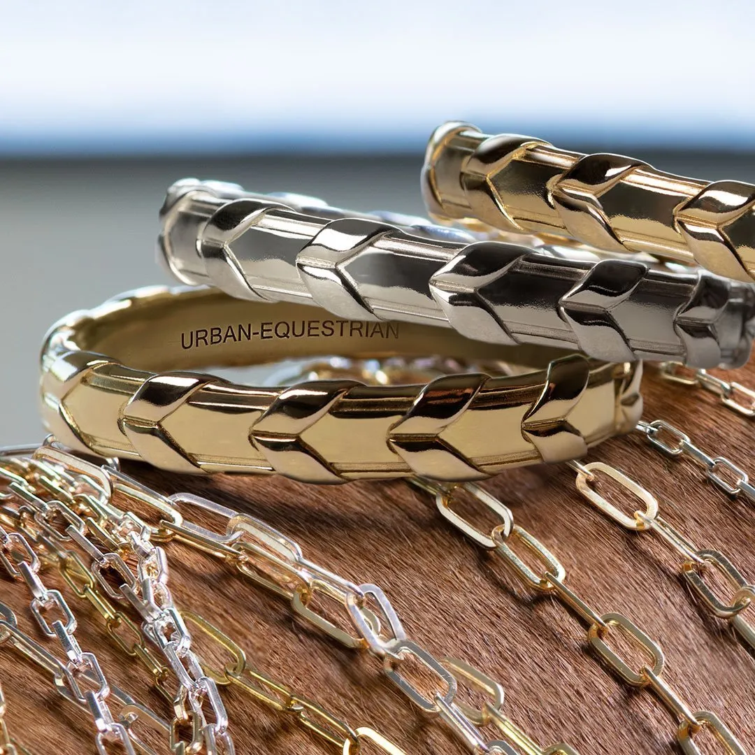 Lexington - Laced Rein in Sterling Silver or 14K Gold on Brass Bracelet