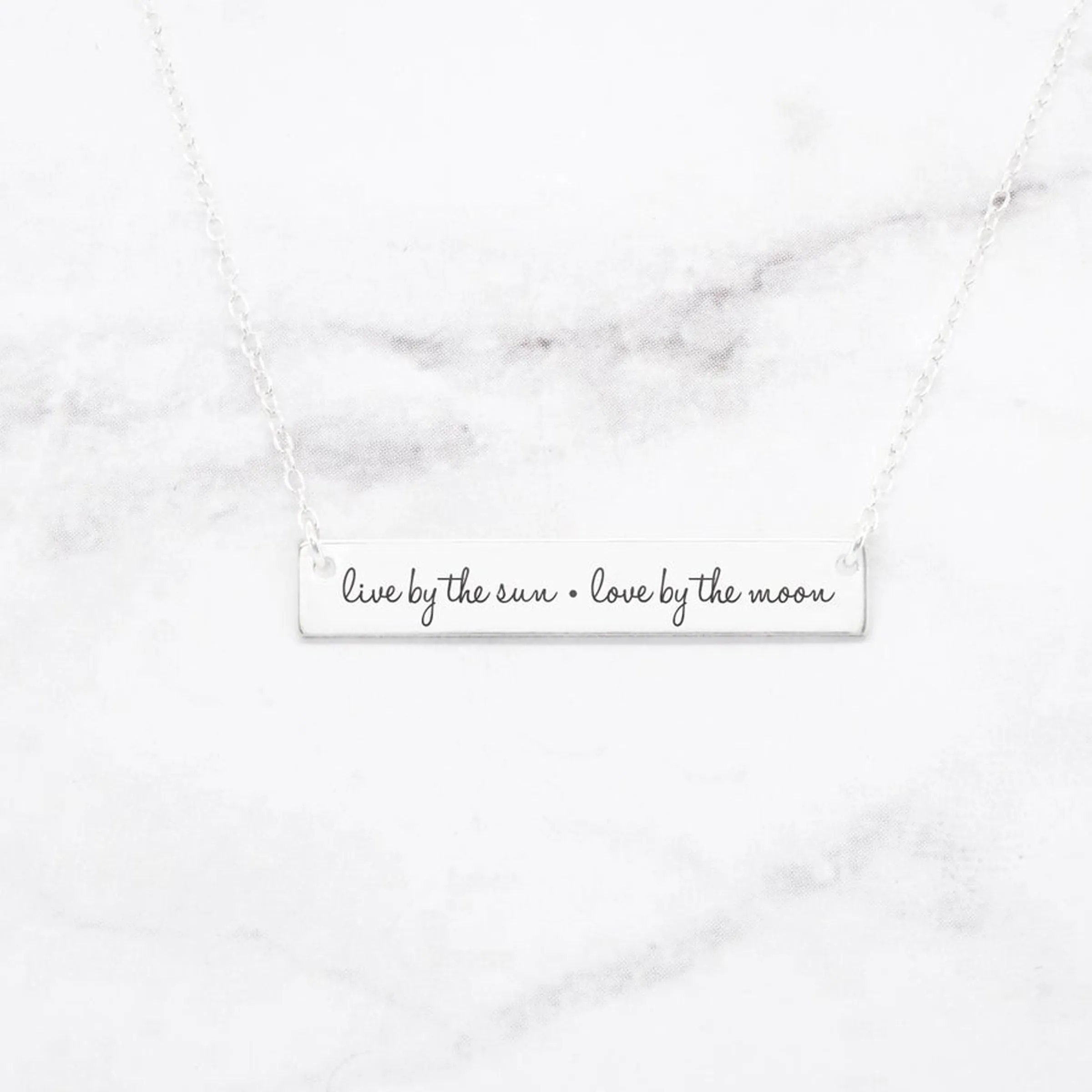 Live By The Sun Love By The Moon Necklace - Quote Bar Necklace