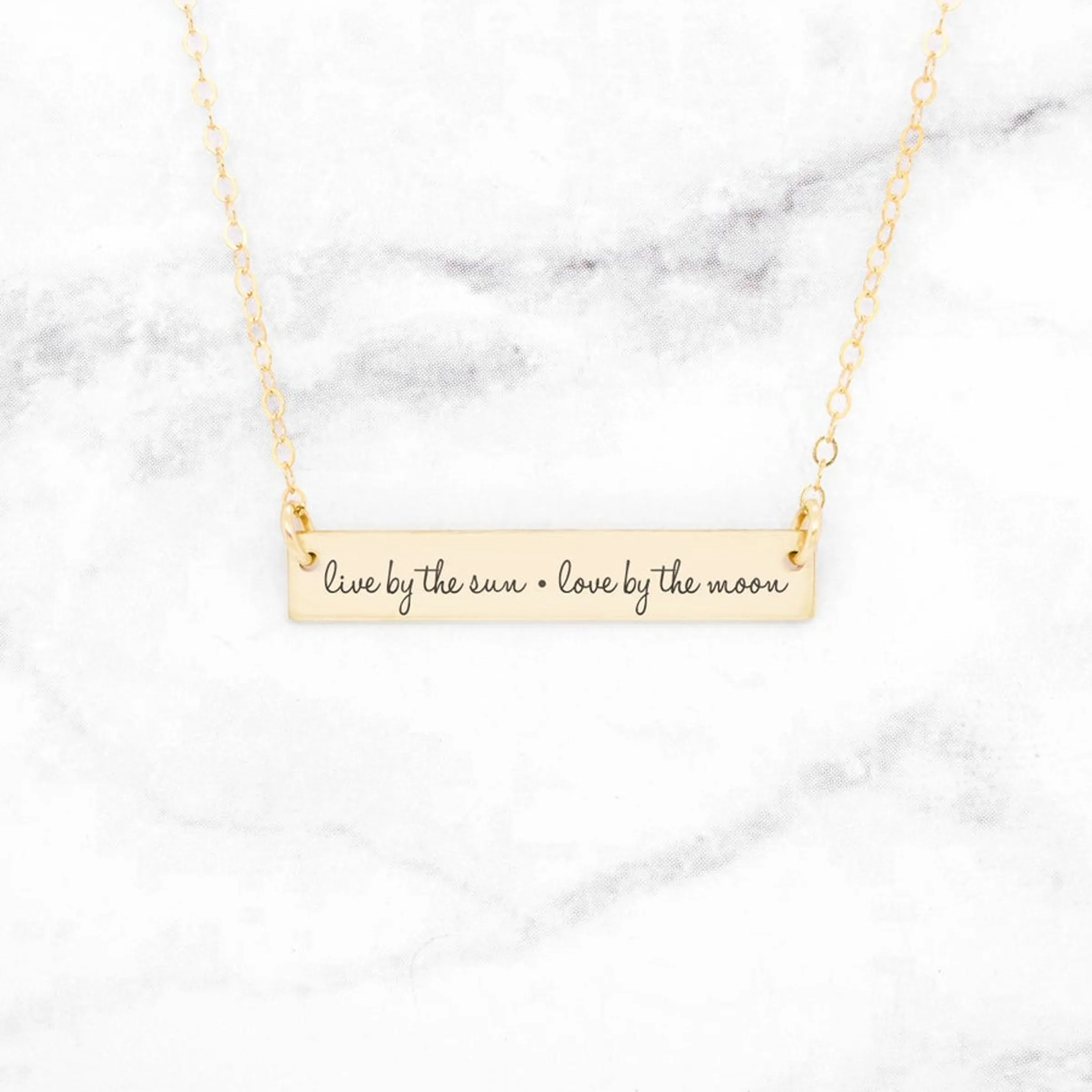Live By The Sun Love By The Moon Necklace - Quote Bar Necklace