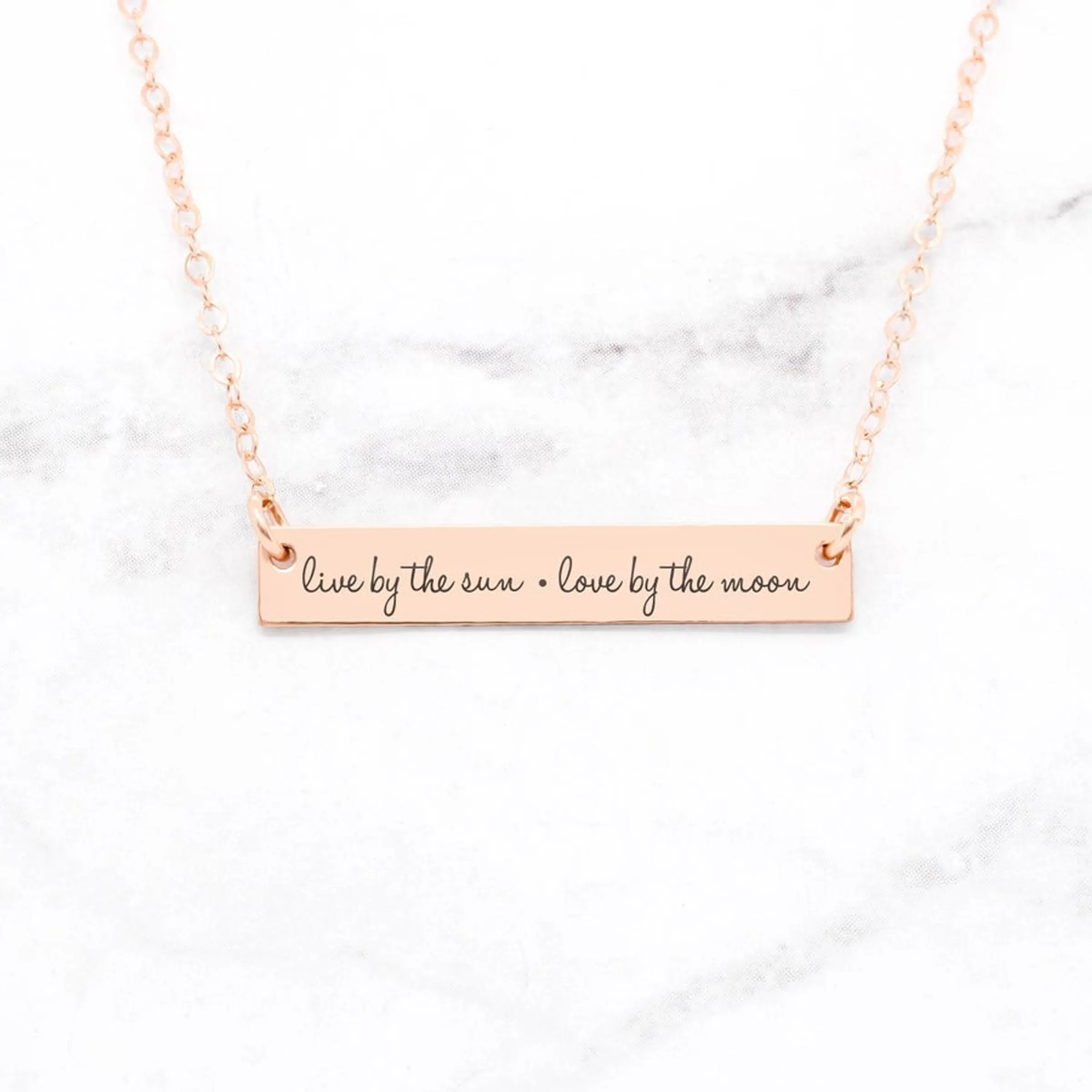 Live By The Sun Love By The Moon Necklace - Quote Bar Necklace