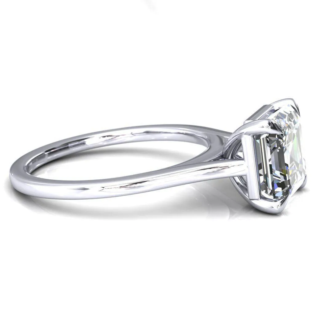 Lizzy Asscher Moissanite 4 Claw Prong Cathedral Engagement Ring