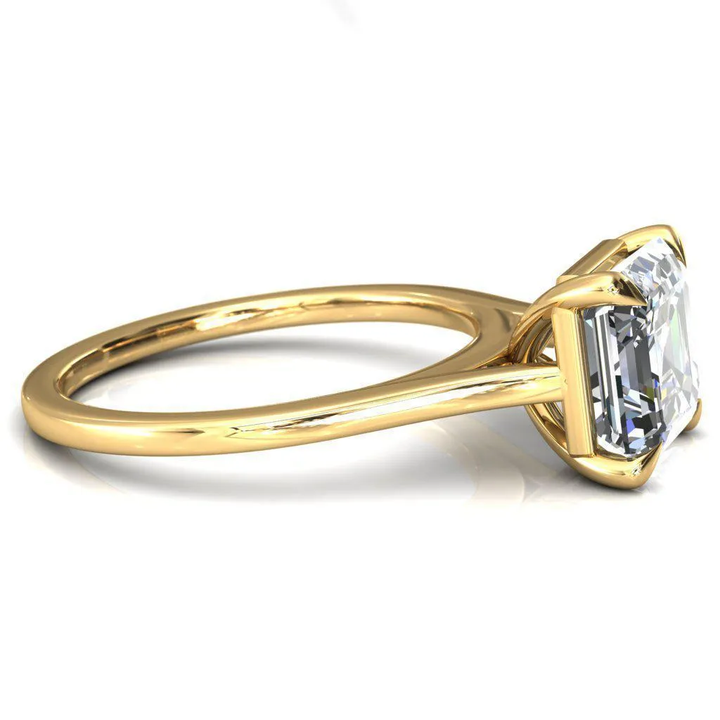 Lizzy Asscher Moissanite 4 Claw Prong Cathedral Engagement Ring