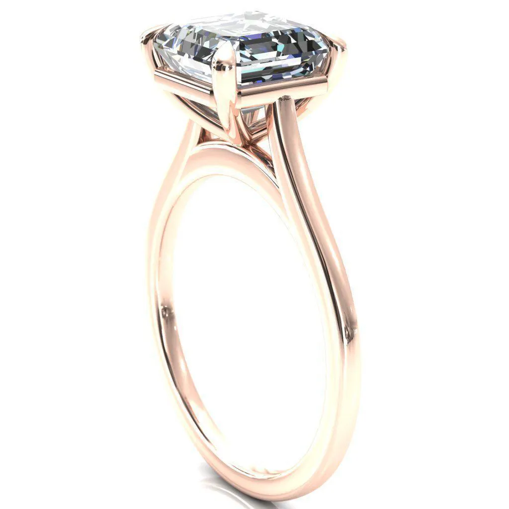 Lizzy Asscher Moissanite 4 Claw Prong Cathedral Engagement Ring