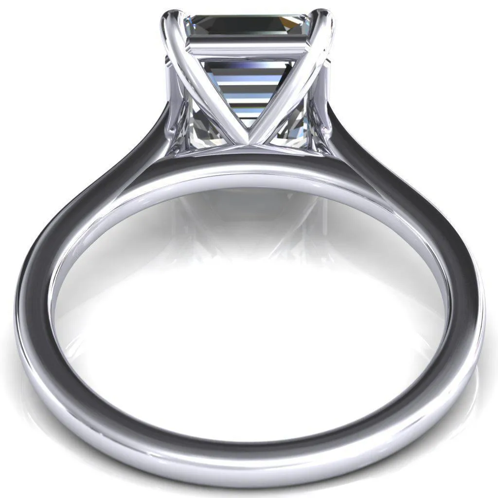 Lizzy Asscher Moissanite 4 Claw Prong Cathedral Engagement Ring