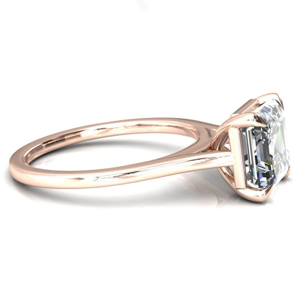 Lizzy Asscher Moissanite 4 Claw Prong Cathedral Engagement Ring