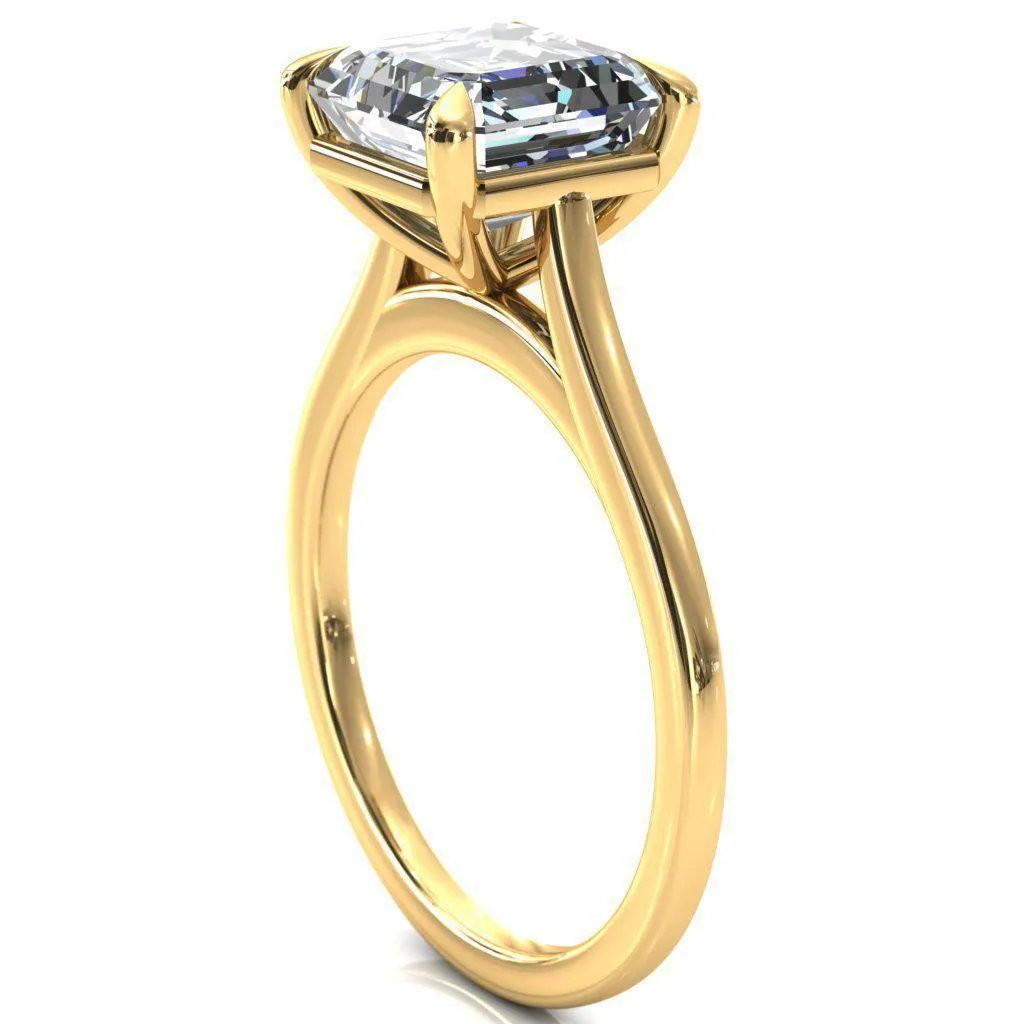 Lizzy Asscher Moissanite 4 Claw Prong Cathedral Engagement Ring