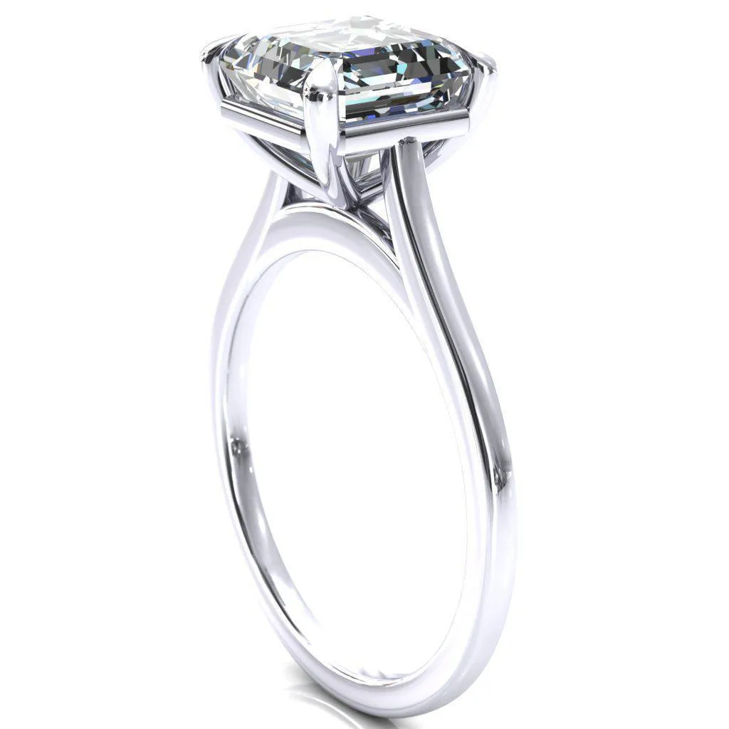 Lizzy Asscher Moissanite 4 Claw Prong Cathedral Engagement Ring