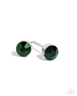 Logical Light - Green - Rhinestone Stud Paparazzi Post Earrings
