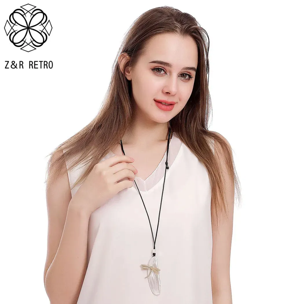Long Silver Color Geometric Suspension Necklace with Gold Color Dragonfly Pendant