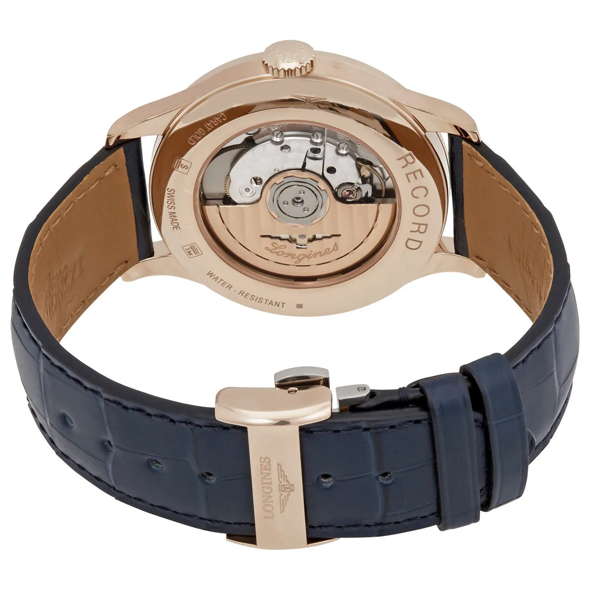 Longines Record Automatic Chronometer 18kt Rose Gold Blue Dial Watch L2.820.8.92.2