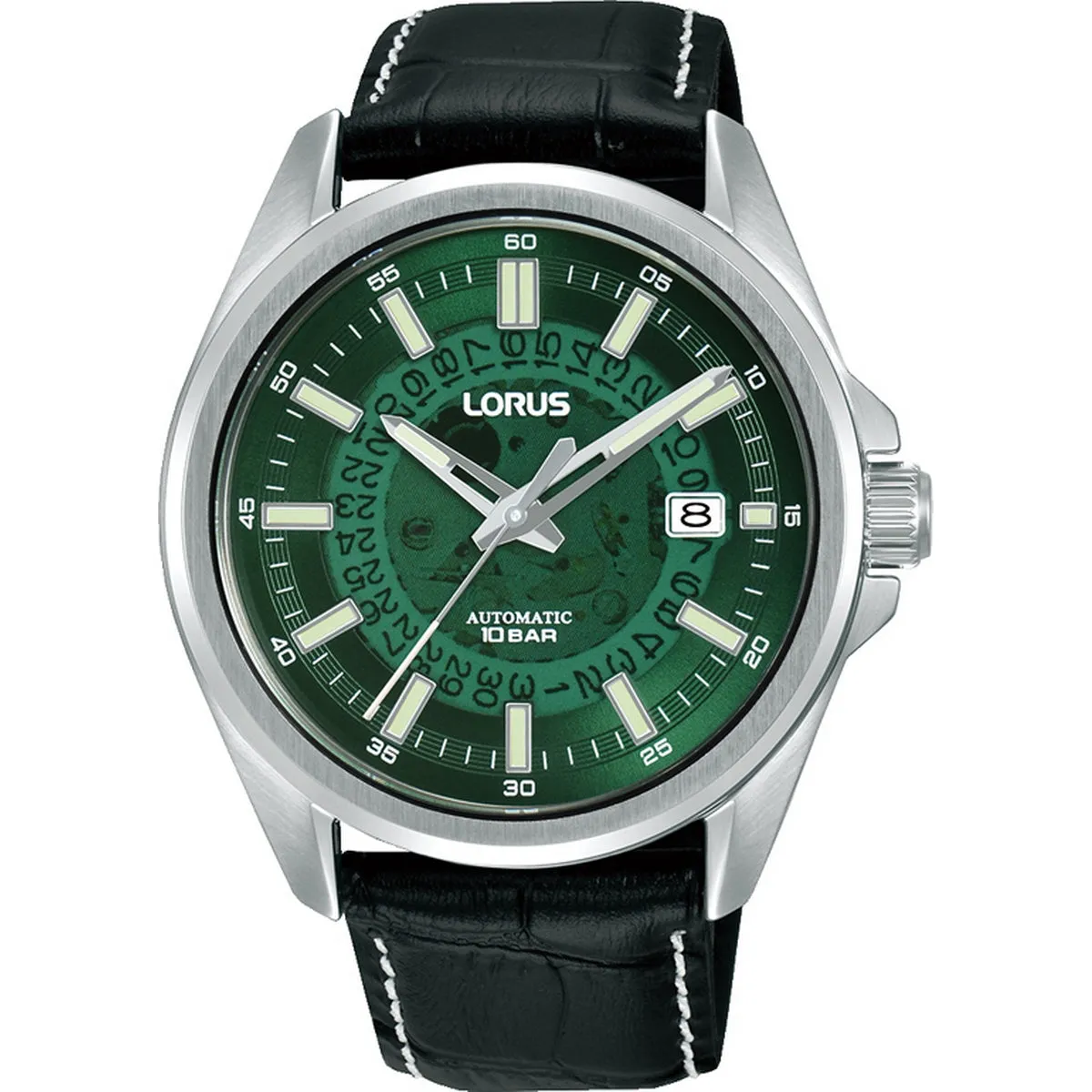 lorus automatic gents stainless steel green dial strap watch