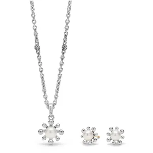Luna Fleur Pearl Earrings and Pendant Necklace Gift Set