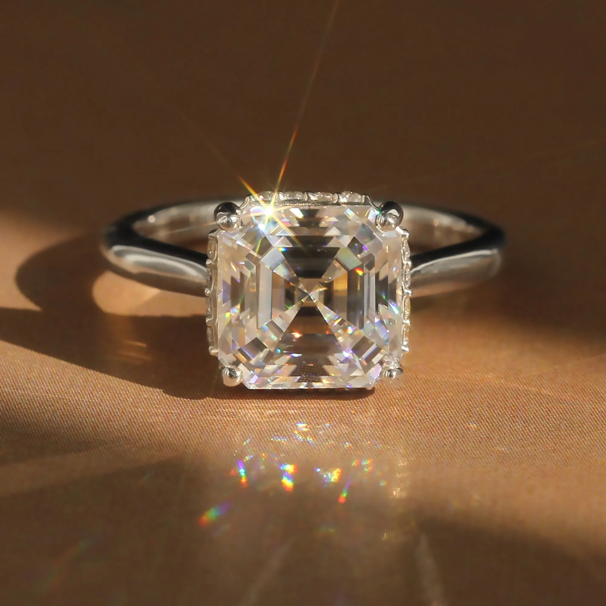 Lustrous Legacy: Hidden Halo 3 Carat Asscher Ring