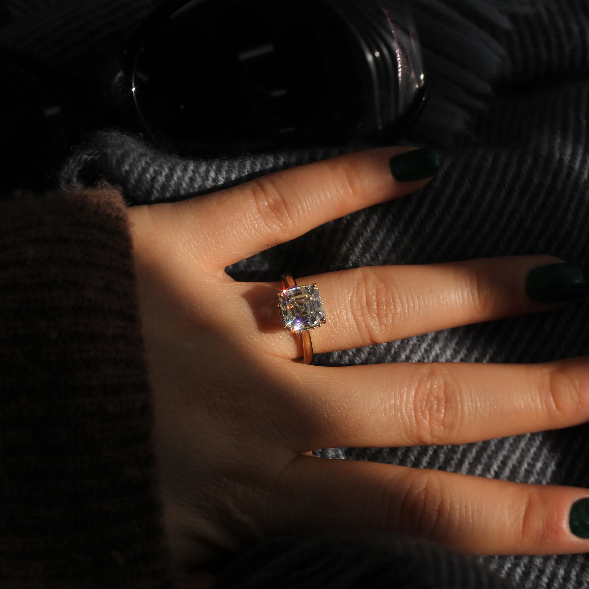 Lustrous Legacy: Hidden Halo 3 Carat Asscher Ring