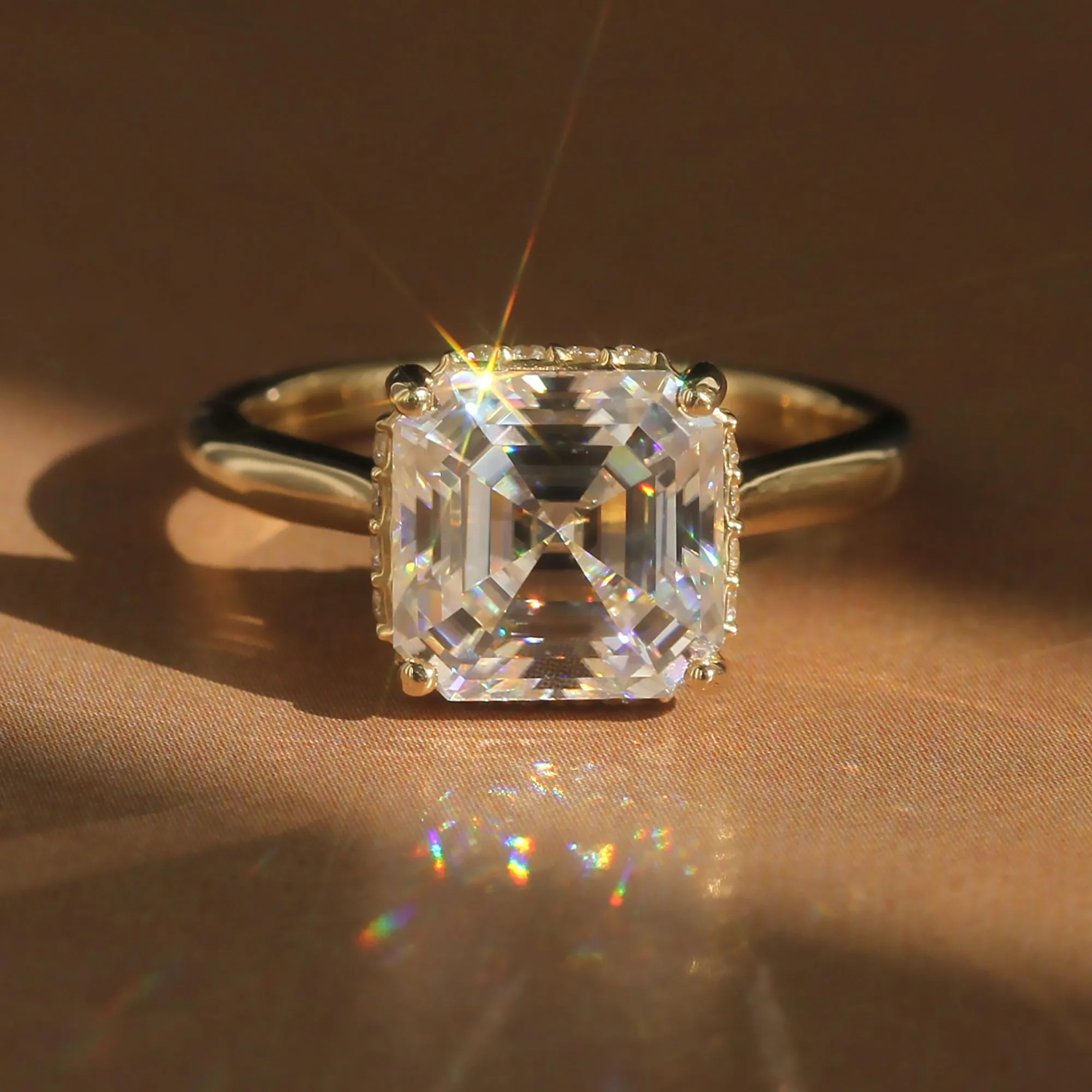 Lustrous Legacy: Hidden Halo 3 Carat Asscher Ring