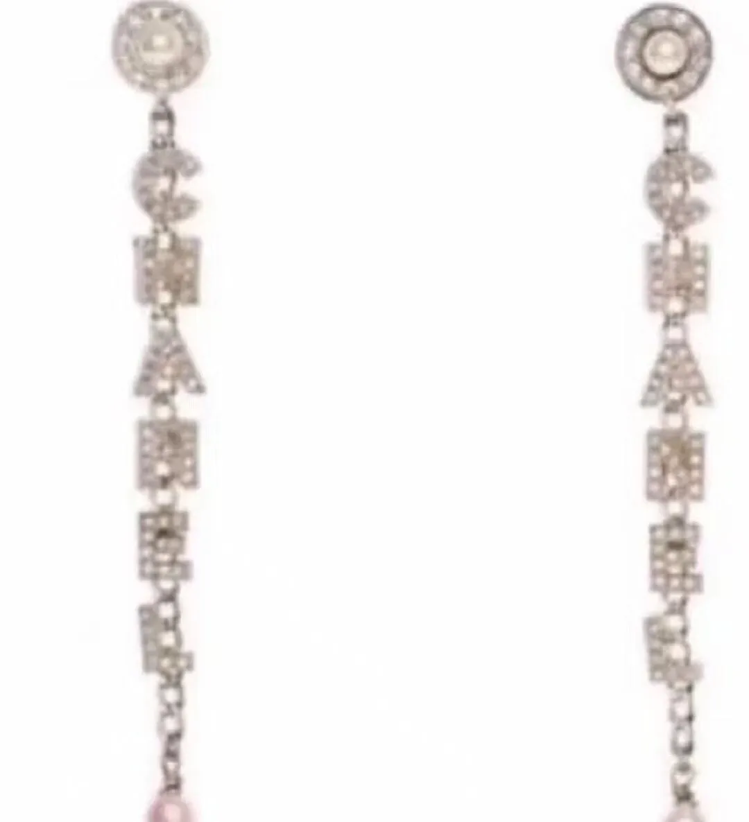 Luxury full diamond letter tassel pearl earrings