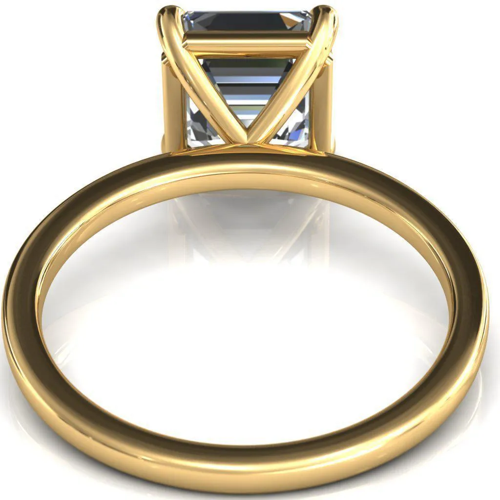 Lyla Asscher Moissanite 4 Claw Prong Single Rail Solitaire Ring