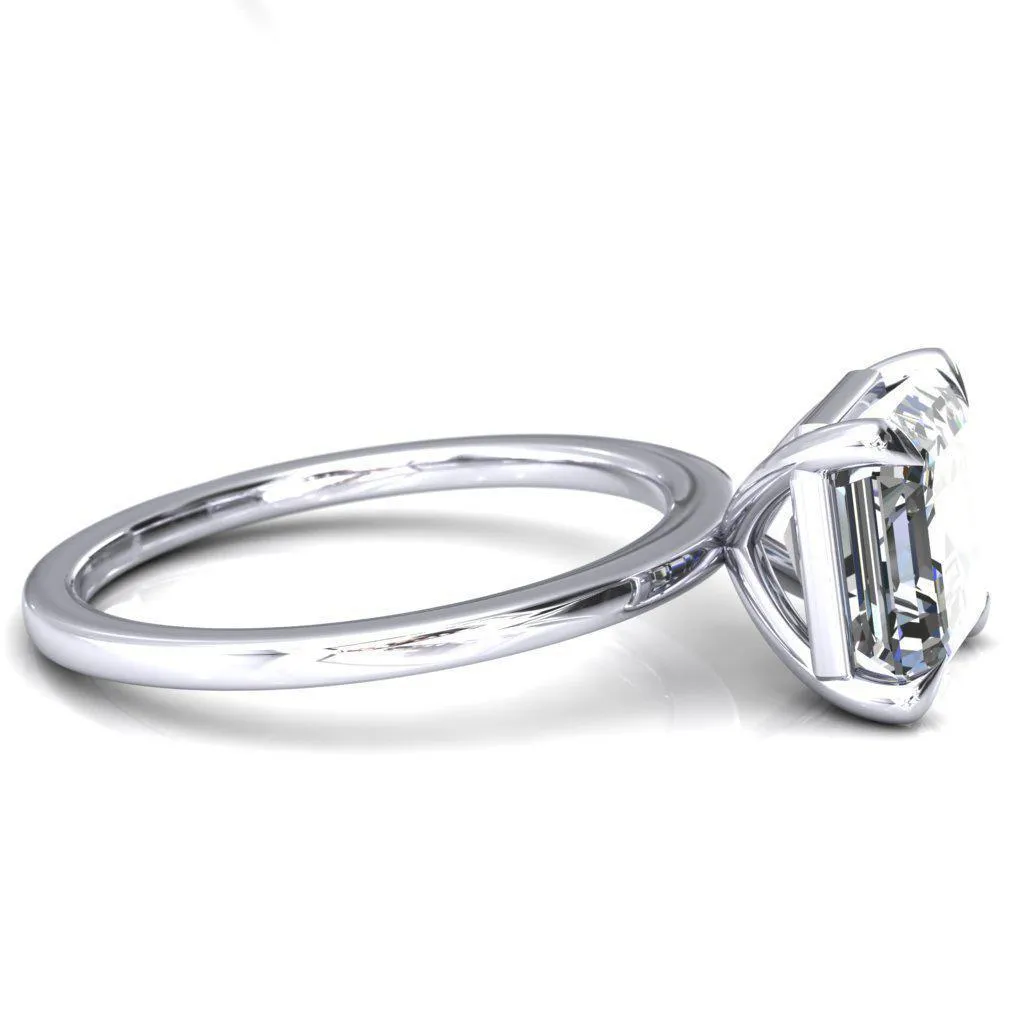 Lyla Asscher Moissanite 4 Claw Prong Single Rail Solitaire Ring