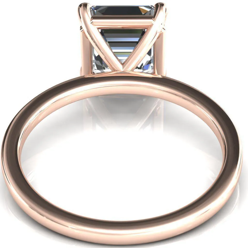 Lyla Asscher Moissanite 4 Claw Prong Single Rail Solitaire Ring