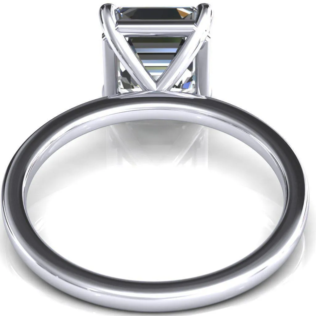 Lyla Asscher Moissanite 4 Claw Prong Single Rail Solitaire Ring