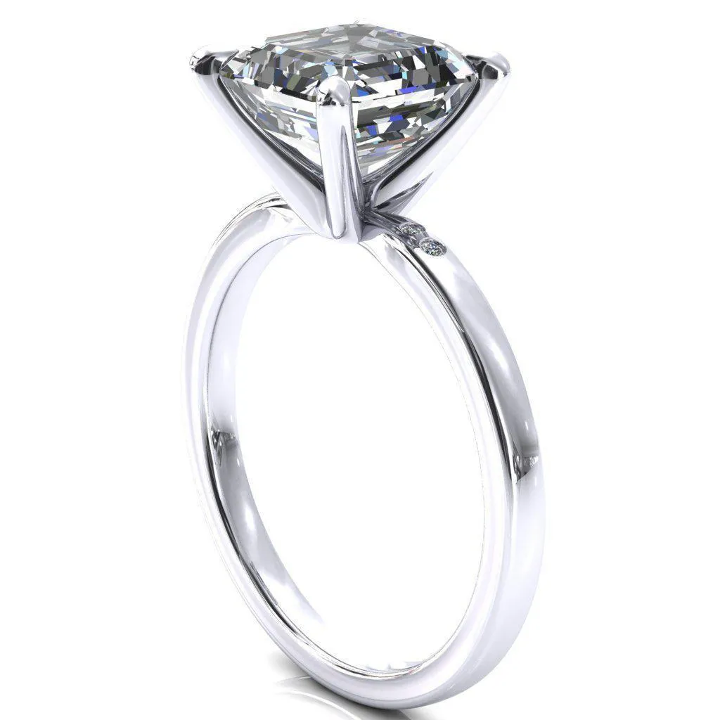 Maise Asscher Moissanite 4 Prong Diamond Accent Engagement Ring