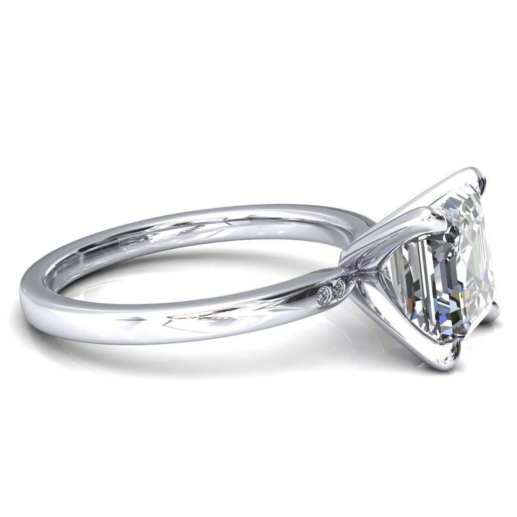 Maise Asscher Moissanite 4 Prong Diamond Accent Engagement Ring