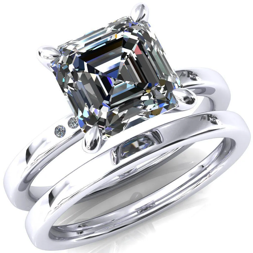 Maise Asscher Moissanite 4 Prong Diamond Accent Engagement Ring