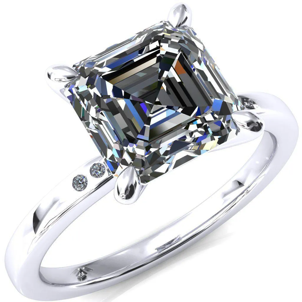 Maise Asscher Moissanite 4 Prong Diamond Accent Engagement Ring