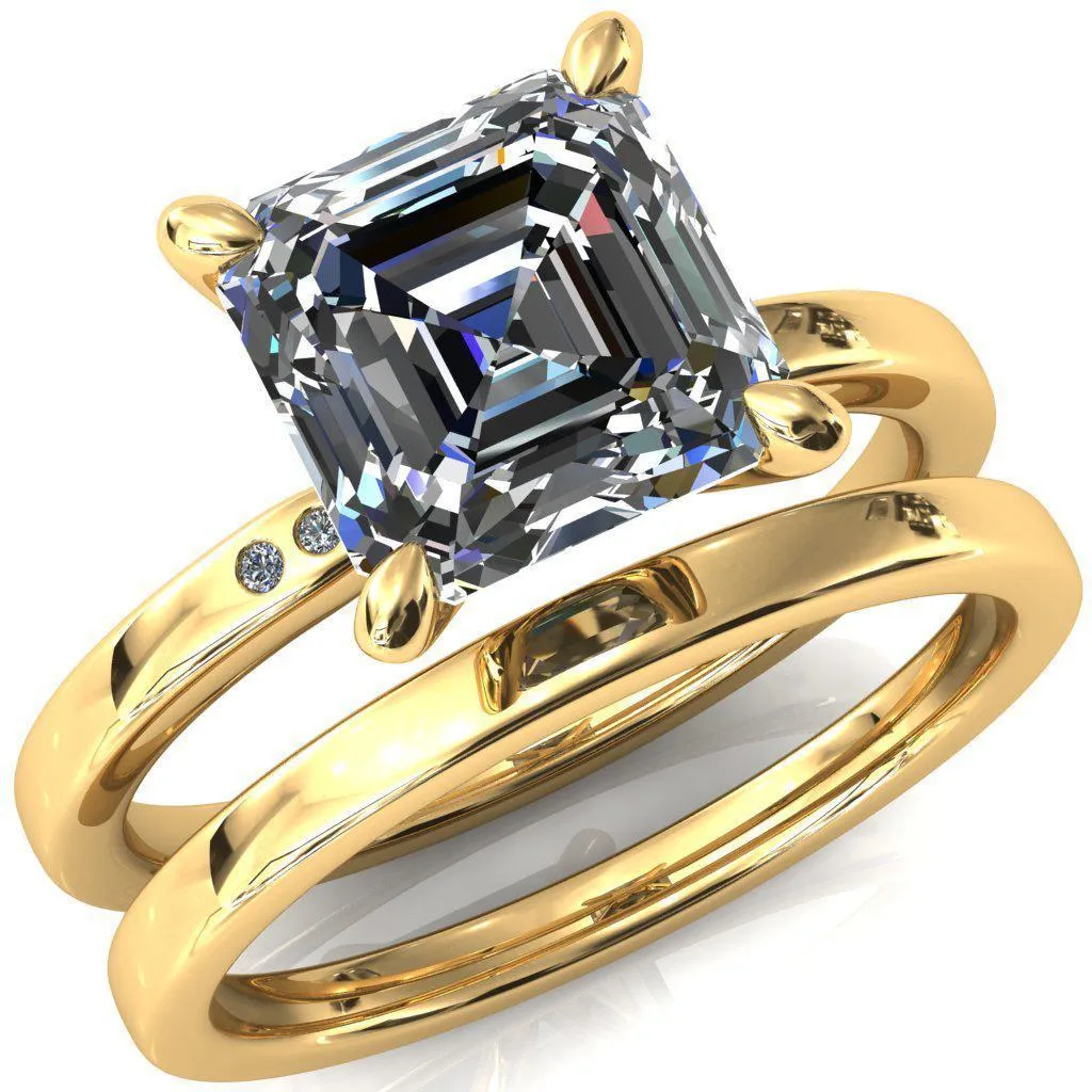 Maise Asscher Moissanite 4 Prong Diamond Accent Engagement Ring